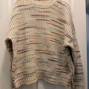 American Eagle Outfitters Ovrrsized Cream Multicolor Knit Sweater